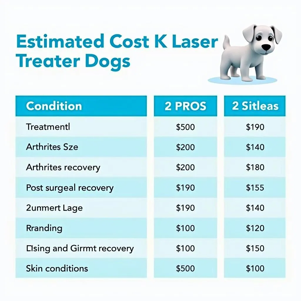 K laser treatment cost chart