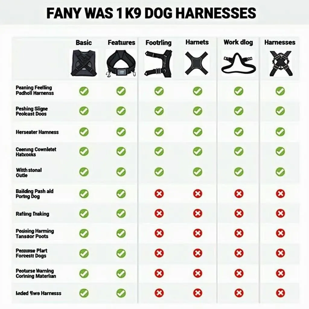 Different types of K9 dog harnesses