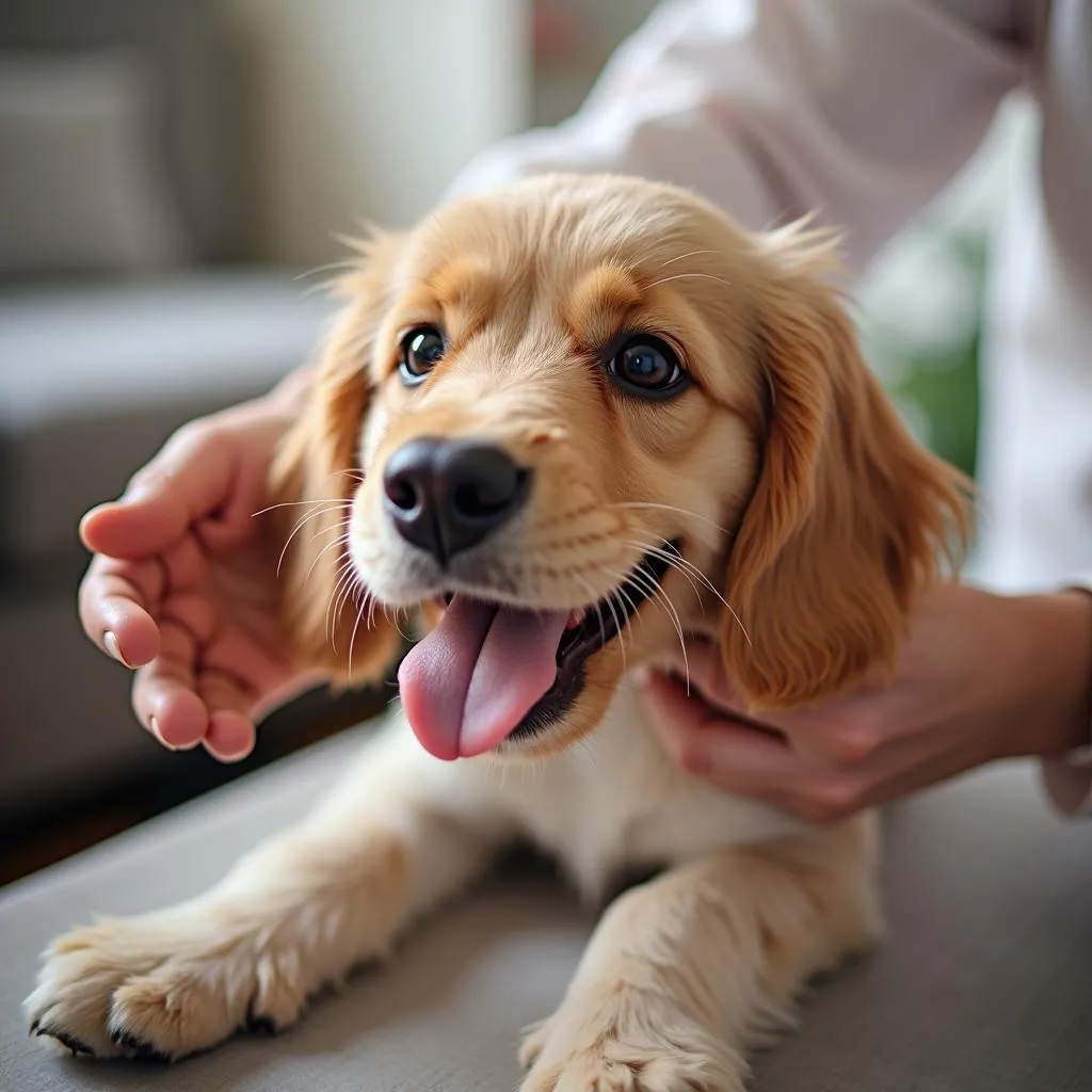 Happy dog after mobile grooming in Katy