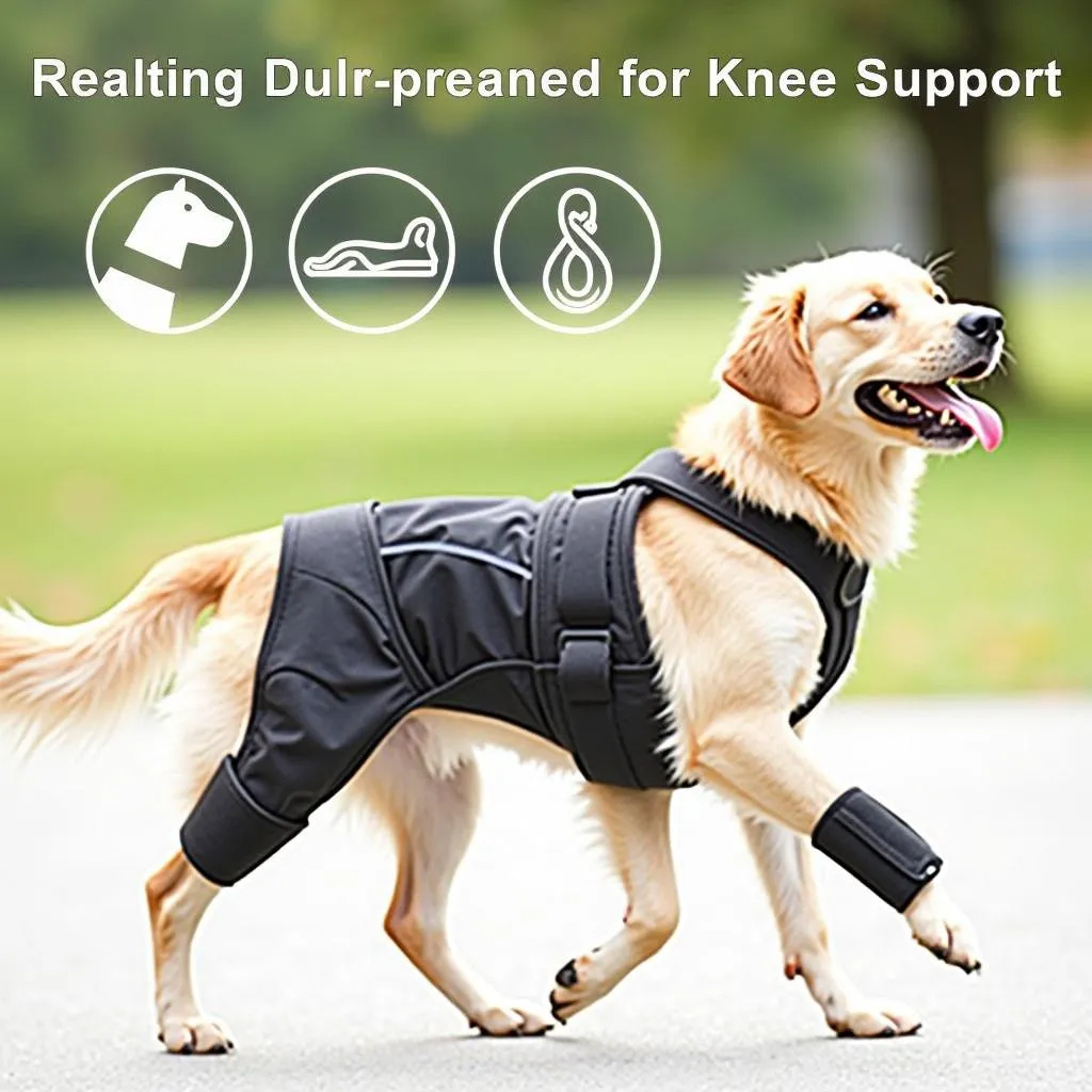 Dog Wearing Knee Support Walking