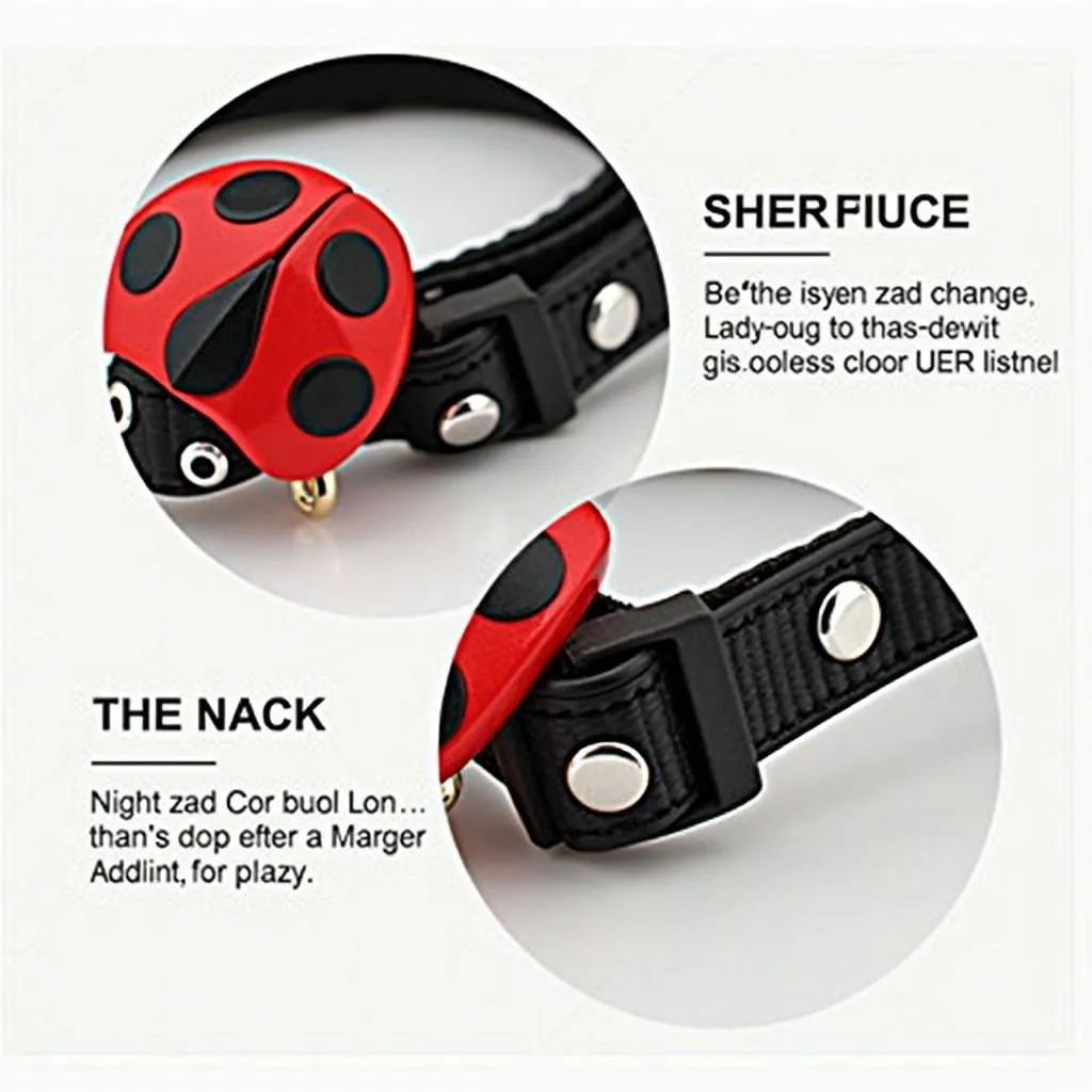 Black ladybug dog collar with silver accents