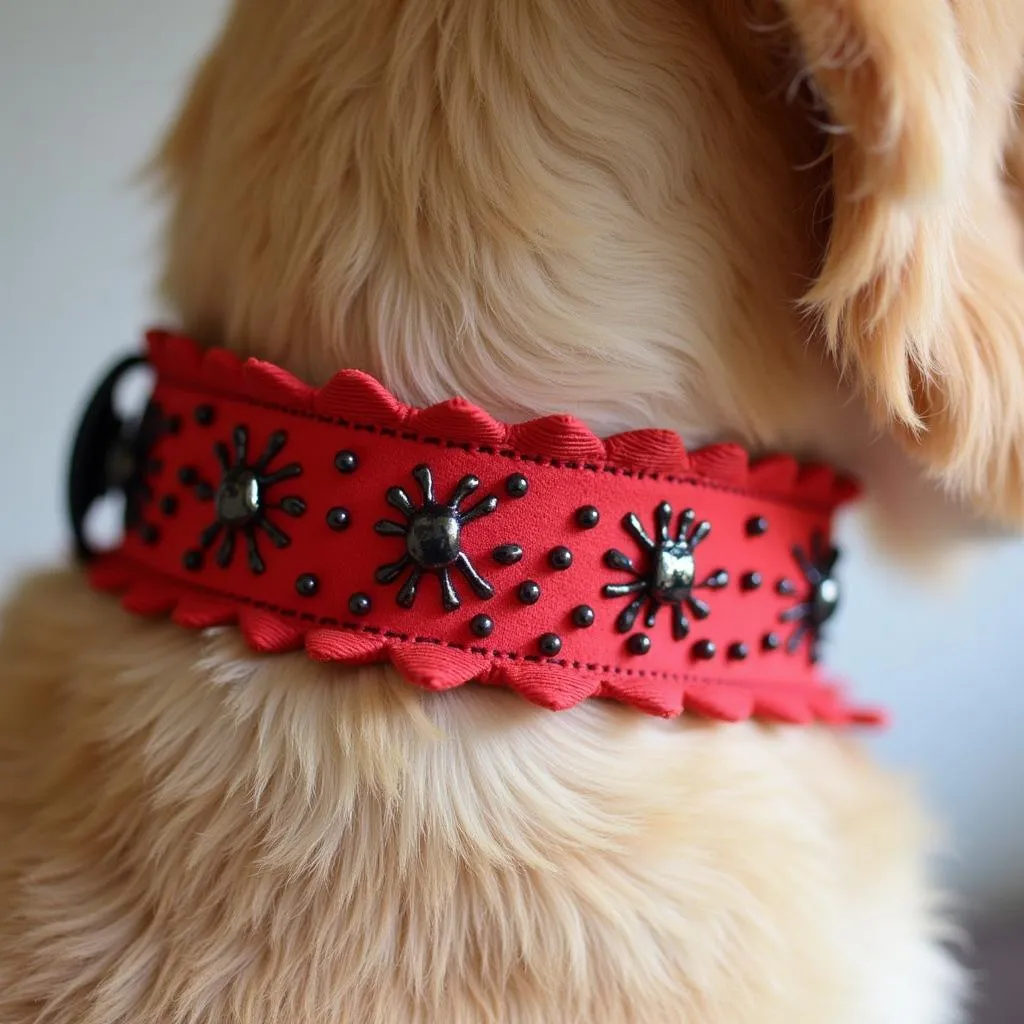 Red ladybug dog collar on a dog