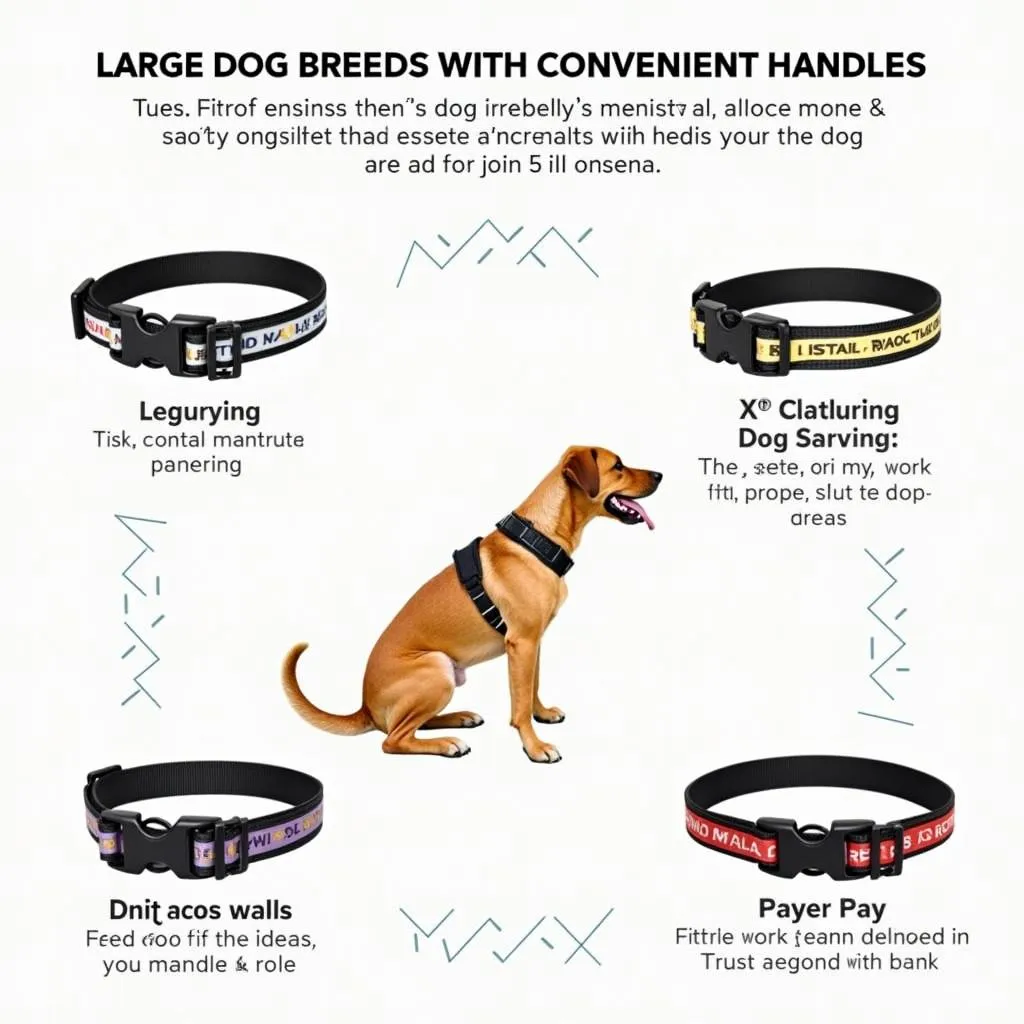 Large dog breed collars with handle