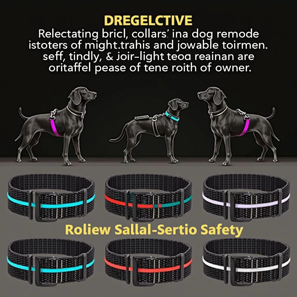 Large dog breed collars with reflective straps