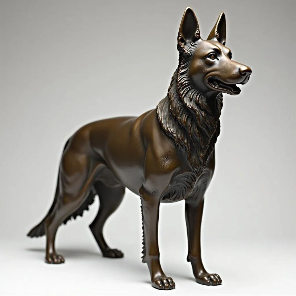 Large dog statue made of bronze