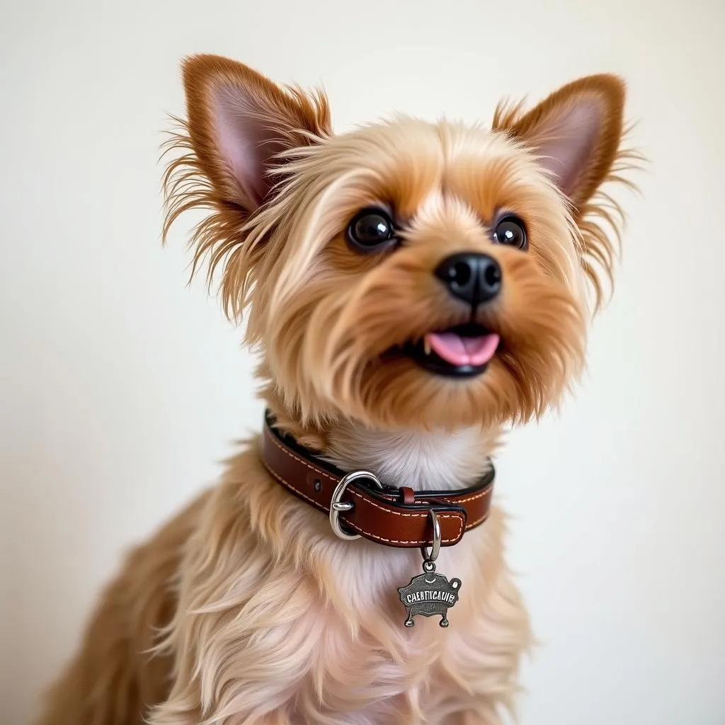 Leather dog collar for small dogs