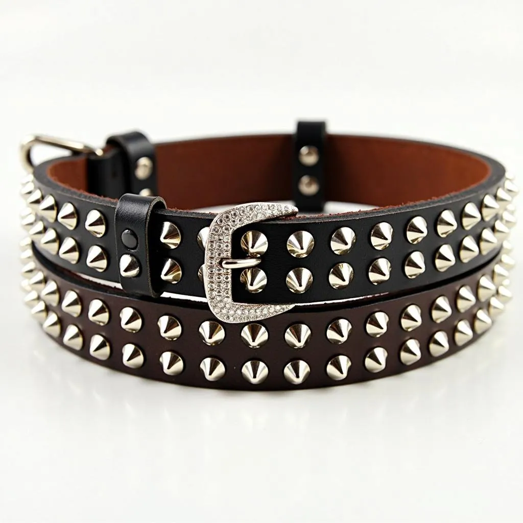 Studded leather dog collar with bling