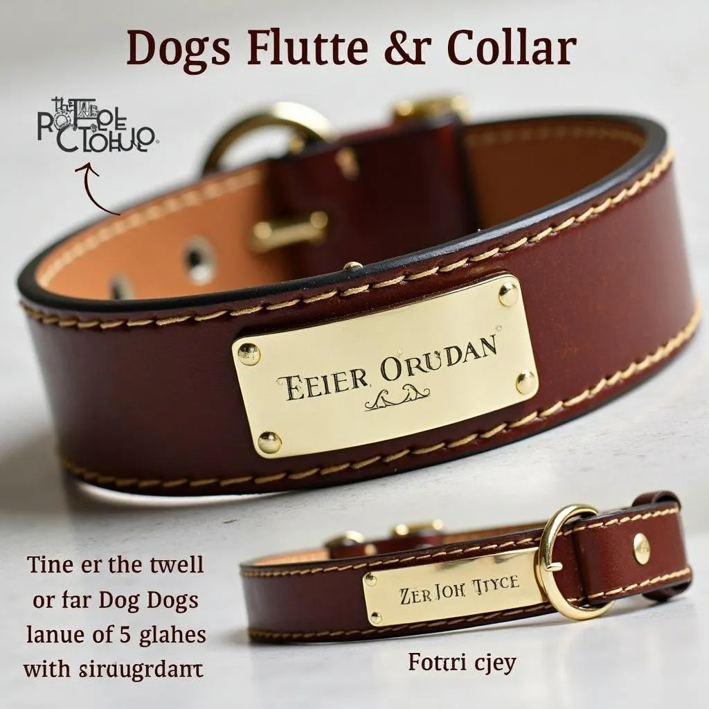 Leather Dog Collar with Name Plate