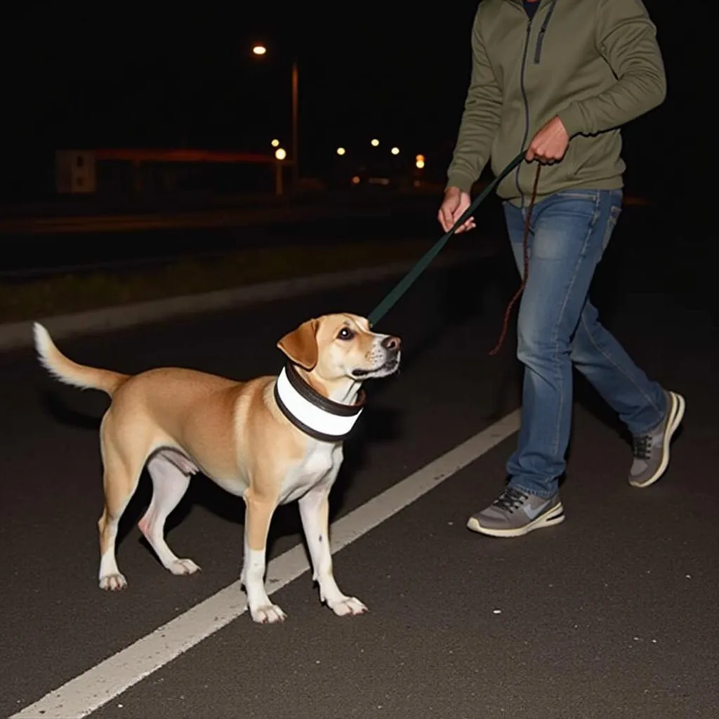 Leather reflective dog collar for safety while walking your dog