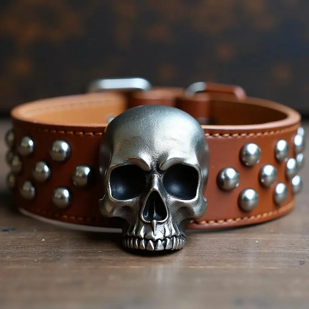 Leather Skull Dog Collar