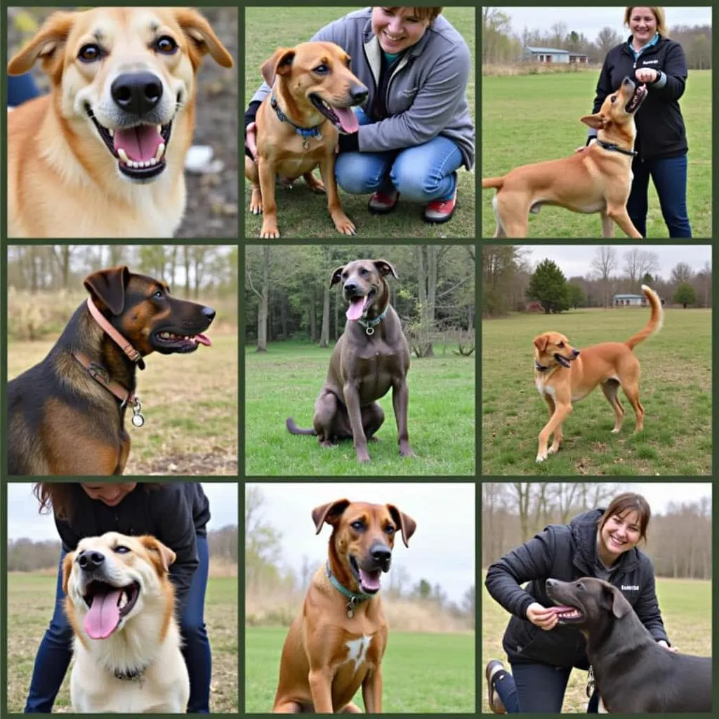 Rescue dogs playing happily at Lightshine Canine Dog Rescue