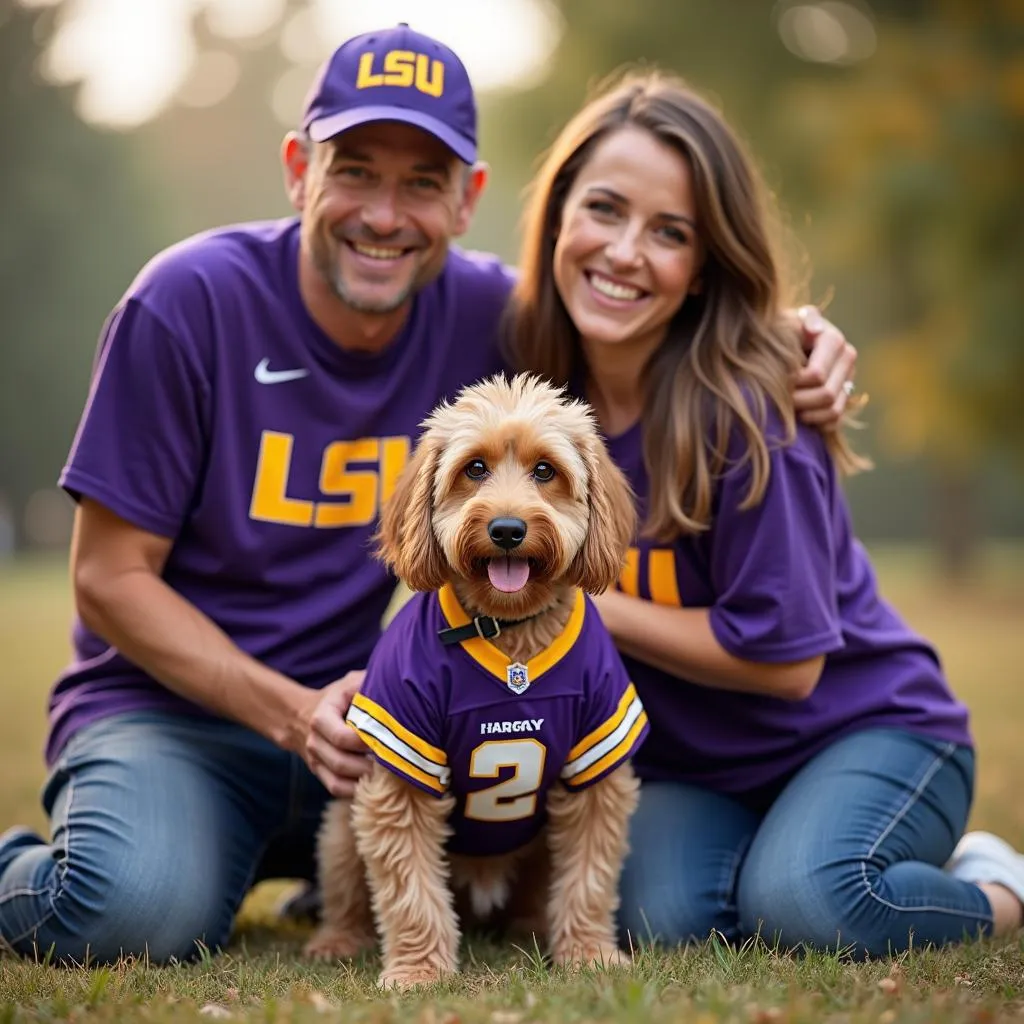 LSU Dog Jersey Family Photo: A Family Sporting Team Colors