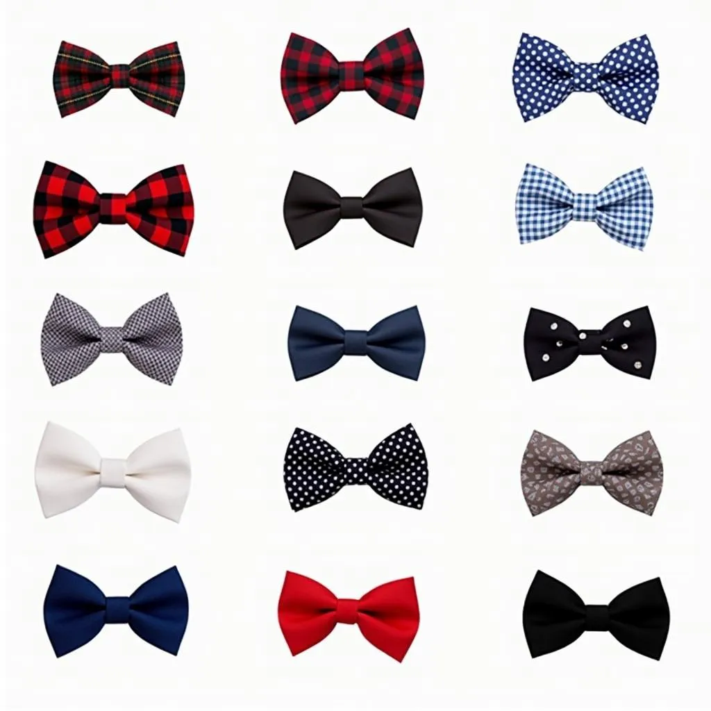 Different styles and patterns of male dog bow ties