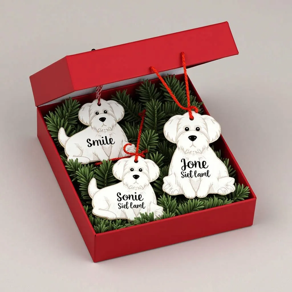 Personalized Maltese Dog Christmas Ornaments Gift Box