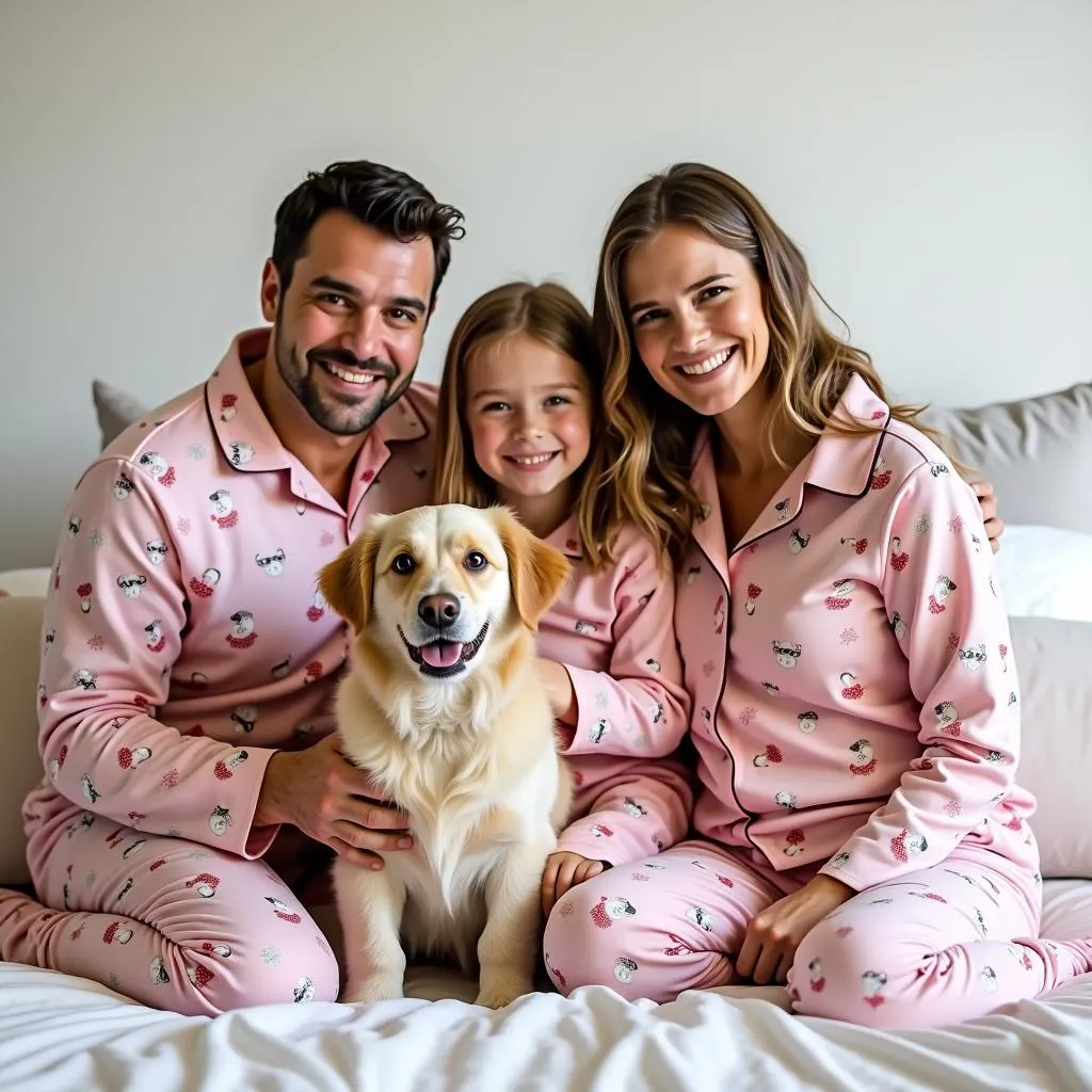 Matching pajamas for dogs and people make for great family photos