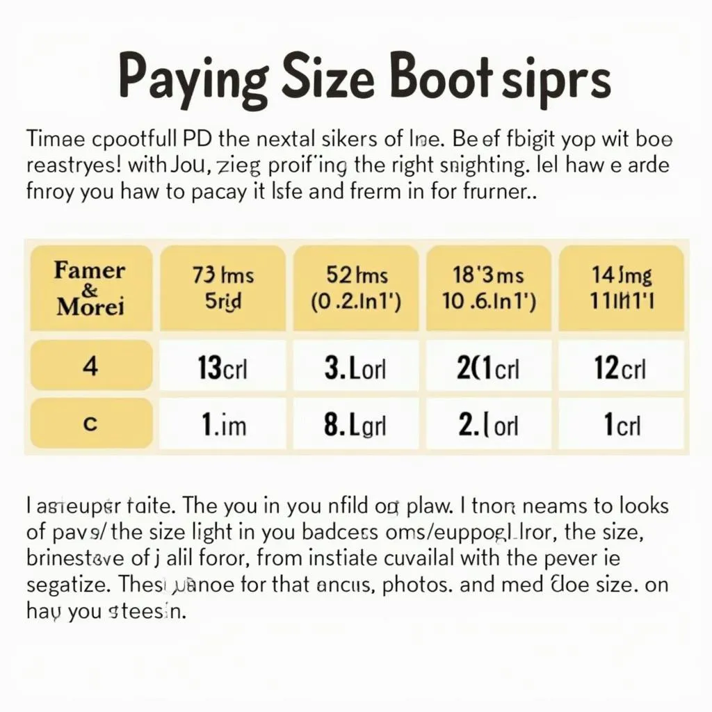 Dog boot size chart for measuring dog paws