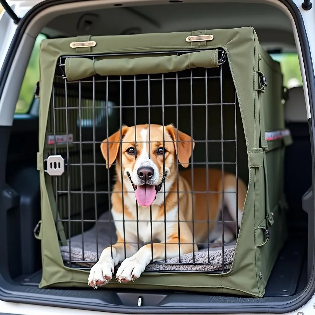 Military dog crate for travel