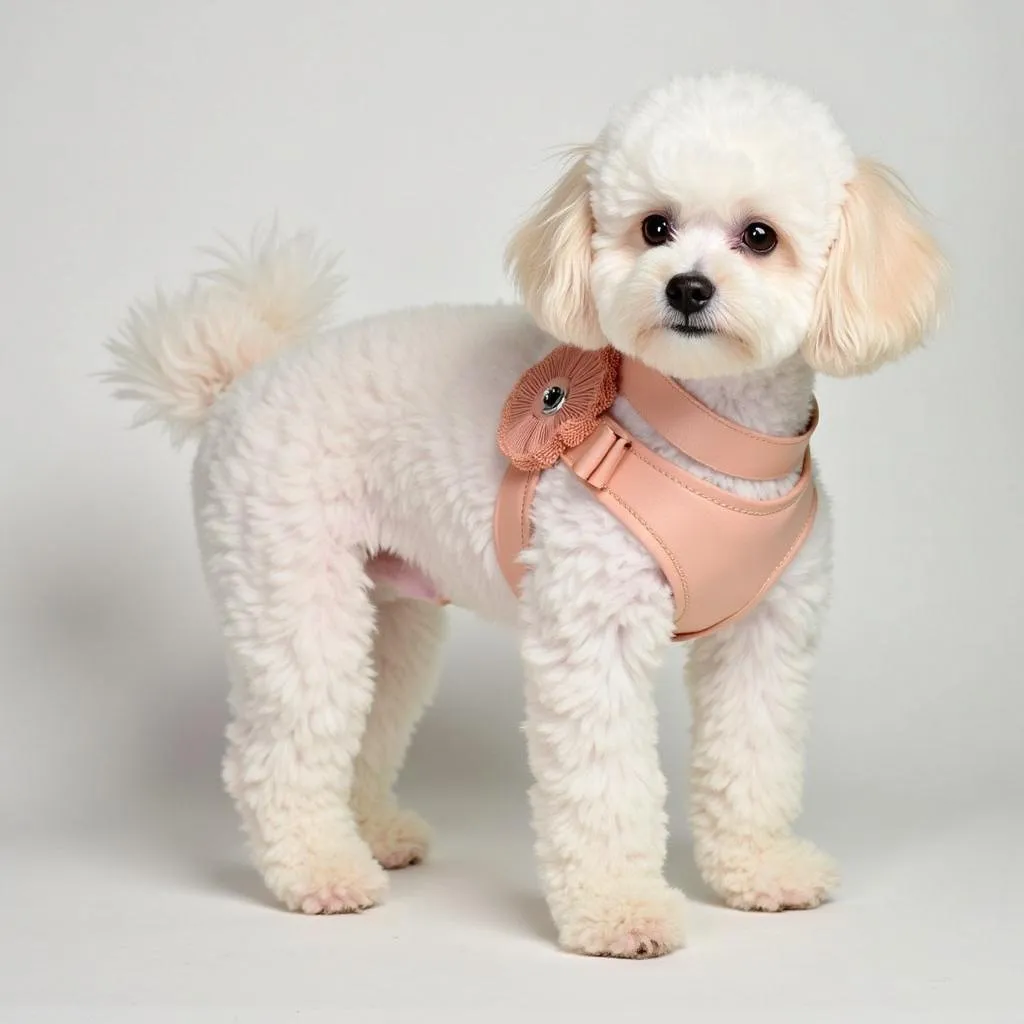 Miniature dog harness with bows and ribbons for a touch of elegance