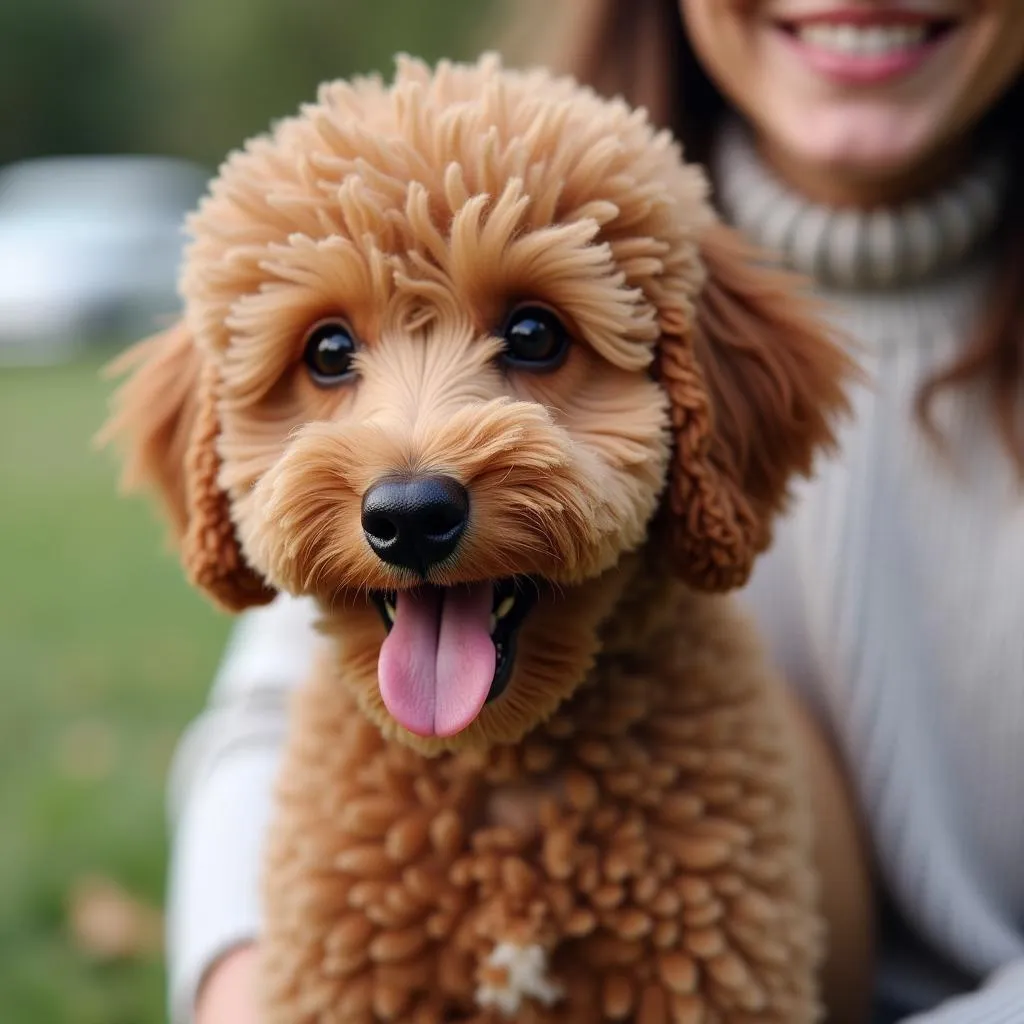 Miniature Poodle Stud Dog with Loving Owner