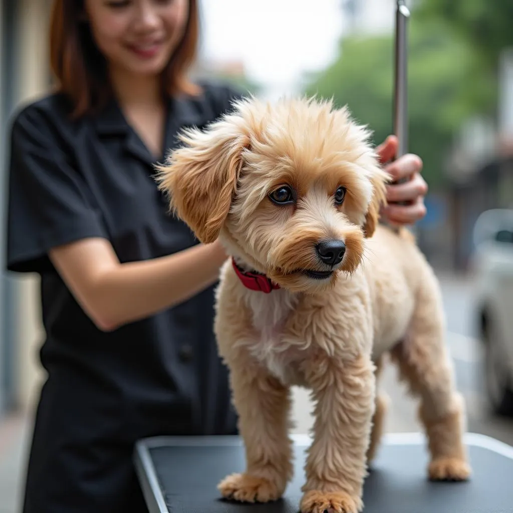 Mobile dog grooming service available in Hanoi, Vietnam