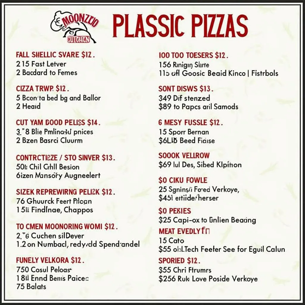 Moon Dog Pizza Menu: Classic Favorites