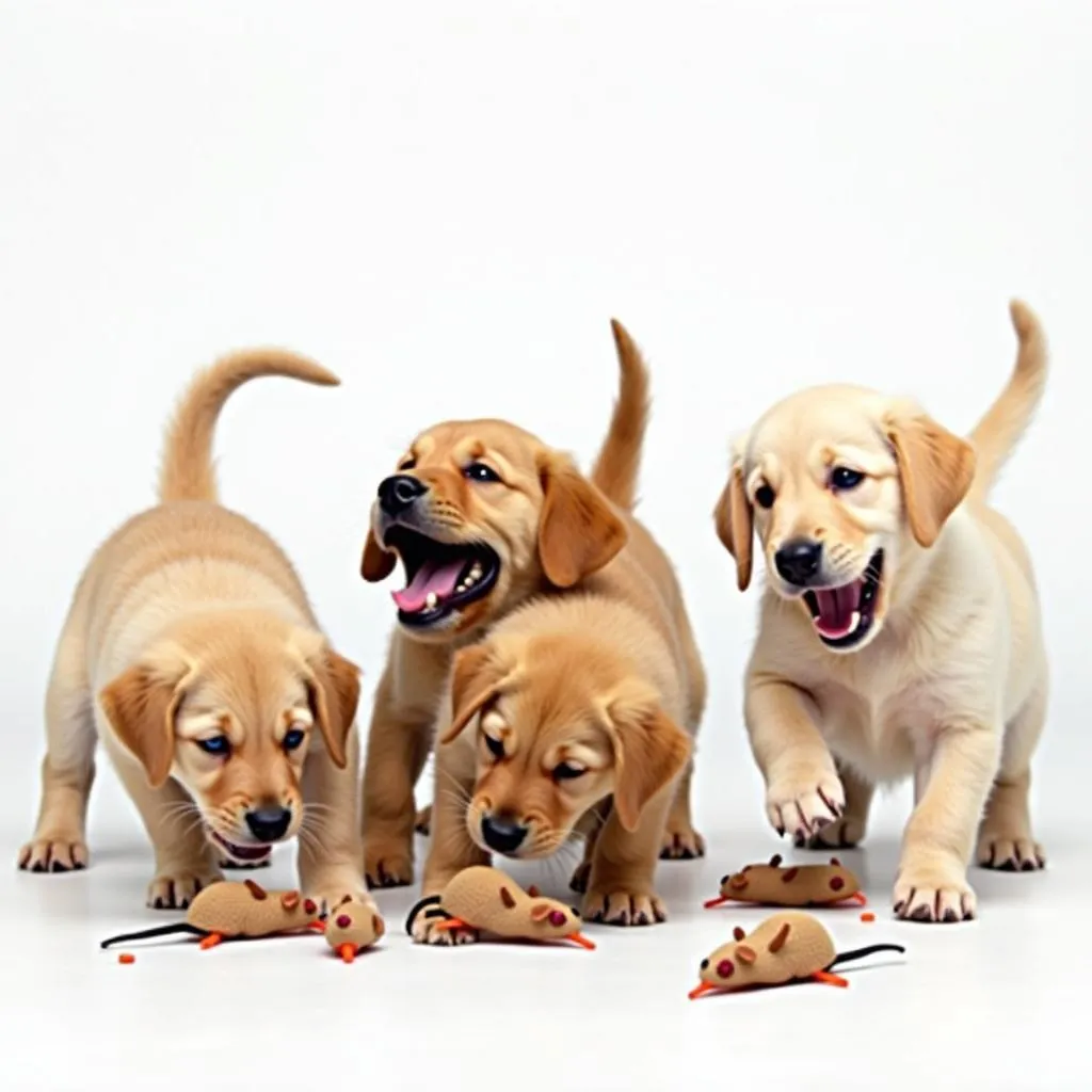 Playful Puppies Enjoying Mouse Dog Toys