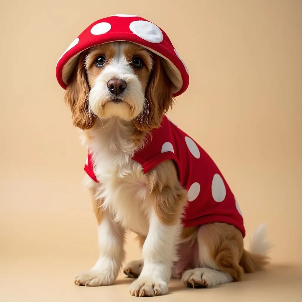 Cute mushroom costume for dog in Hanoi