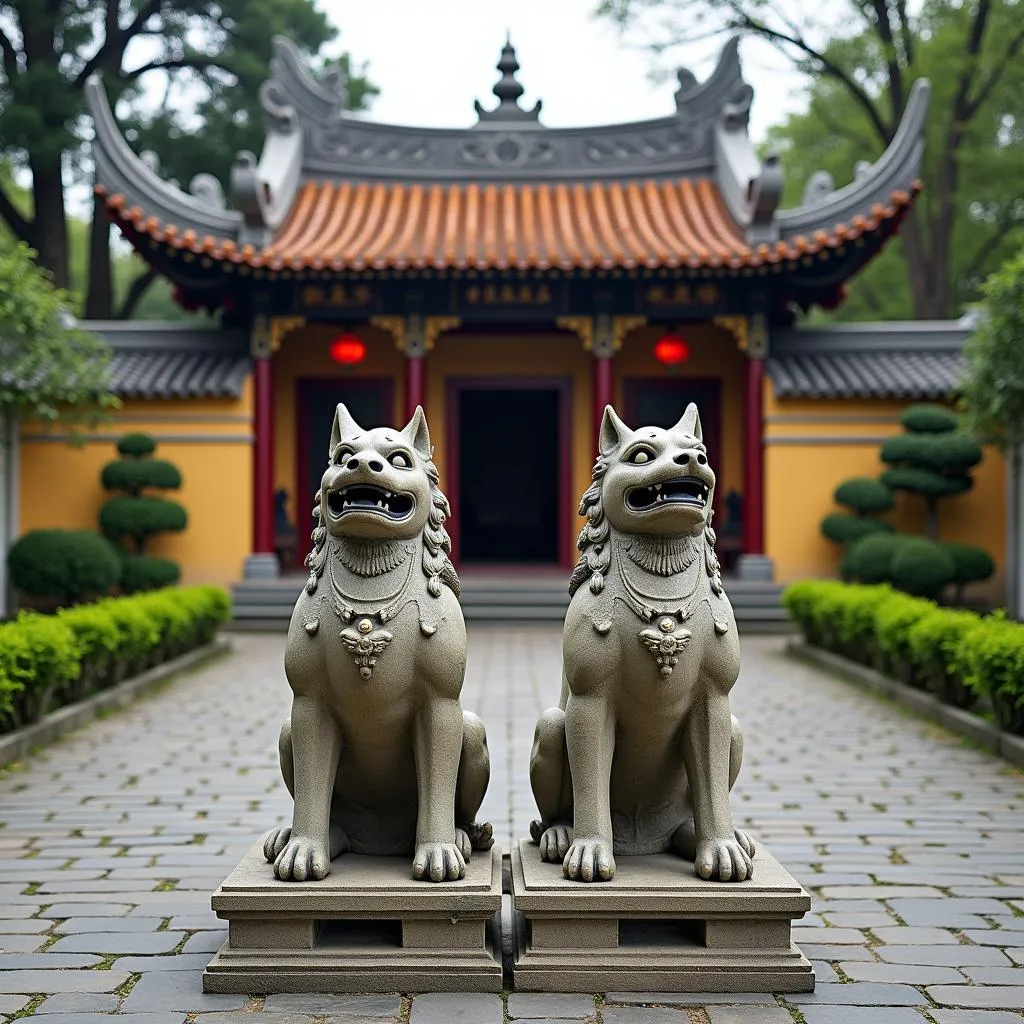 Nao Dog Statues at the Thien Mu Pagoda in Hue