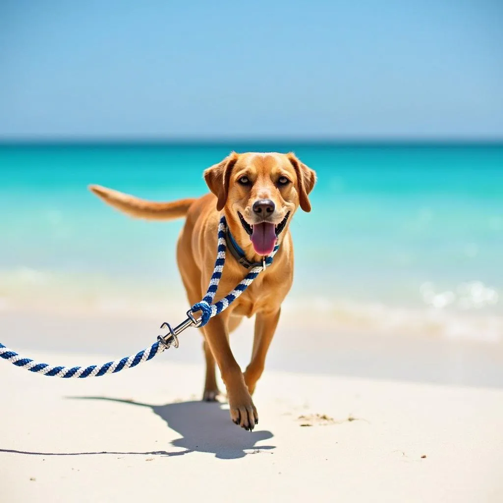 Nautical Dog Leash on a Beach