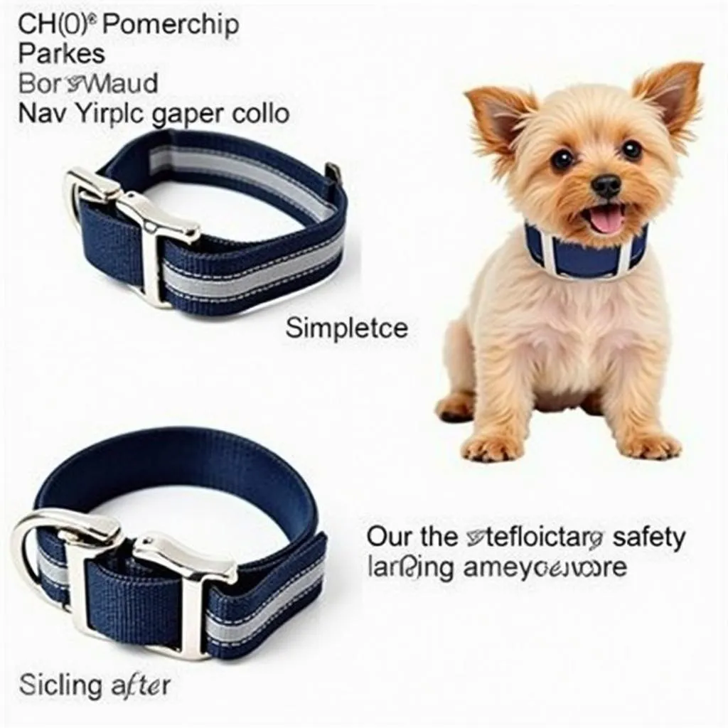 Navy blue dog collar for small breeds