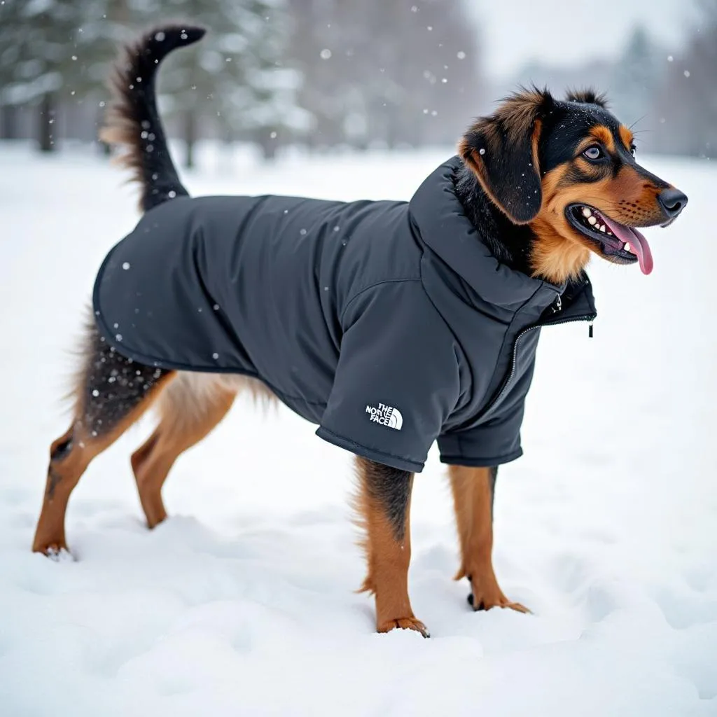 Dog North Face coat for winter weather