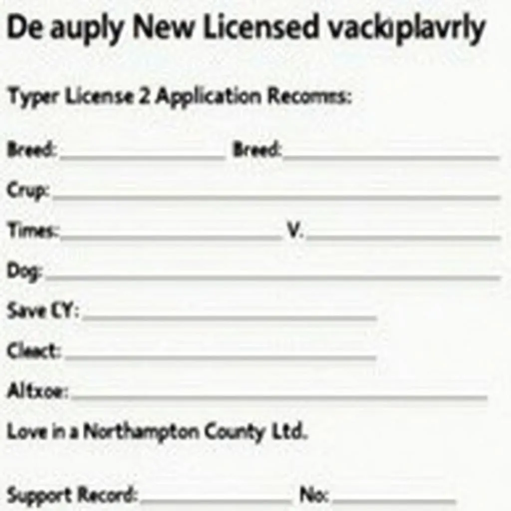 Northampton County PA dog license application form