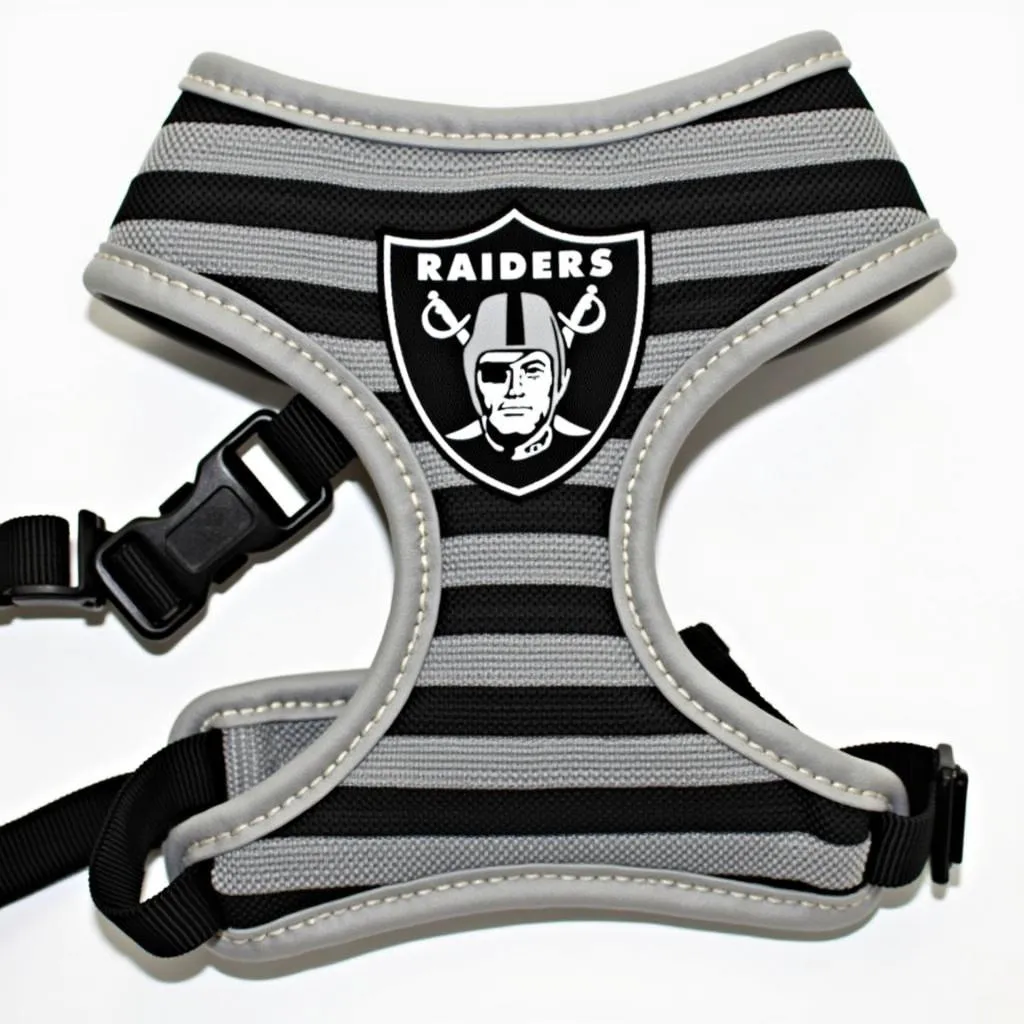 Oakland Raiders Dog Harness Black and Silver