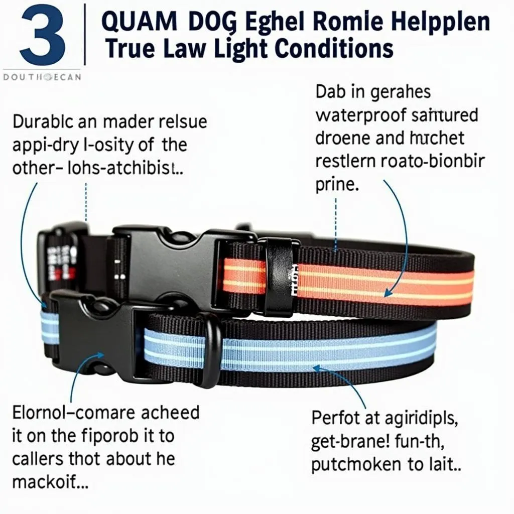 Ocean dog collar with reflective strips for visibility in low light conditions