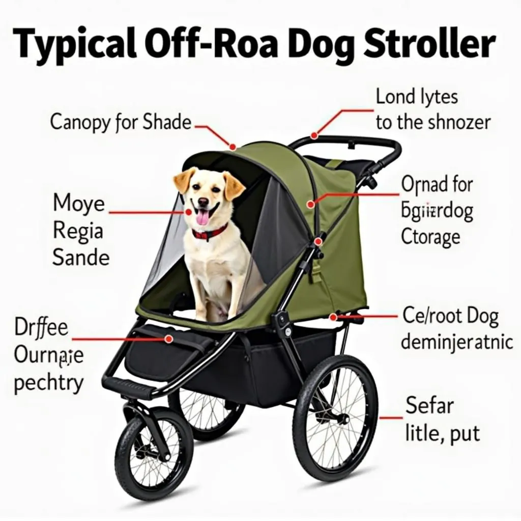 Off-Road Dog Stroller Features: Canopy, Sunshade, Storage Space, Safety Features