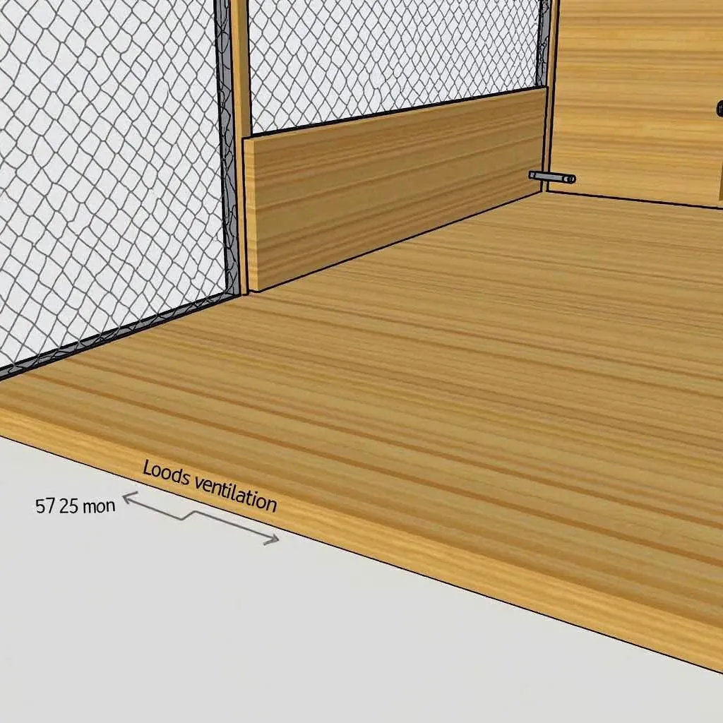 Outdoor dog kennel with a wooden floor, providing a warm and comfortable space for your dog.