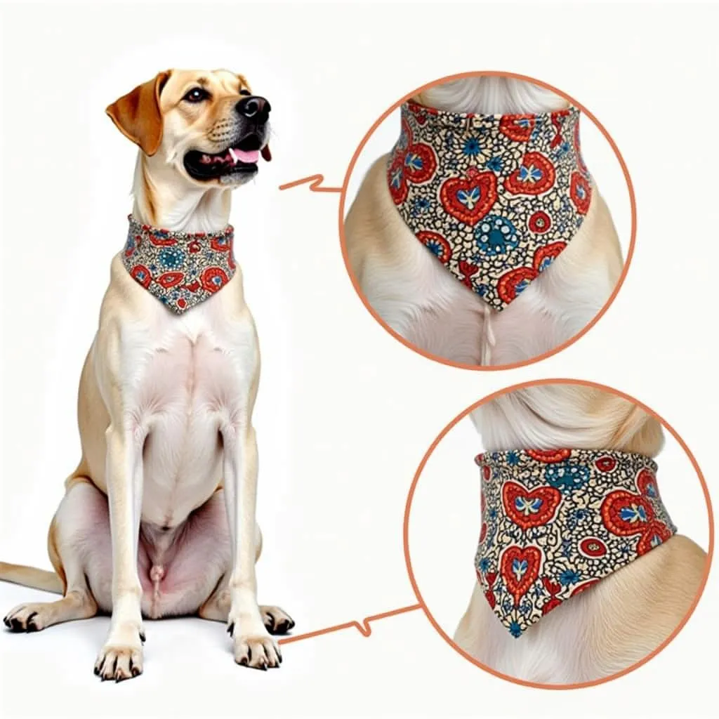 Large breed dog wearing a paisley dog collar