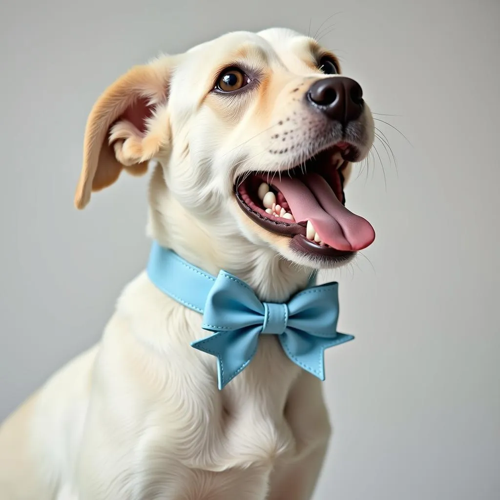 Cute blue dog collar with a bow