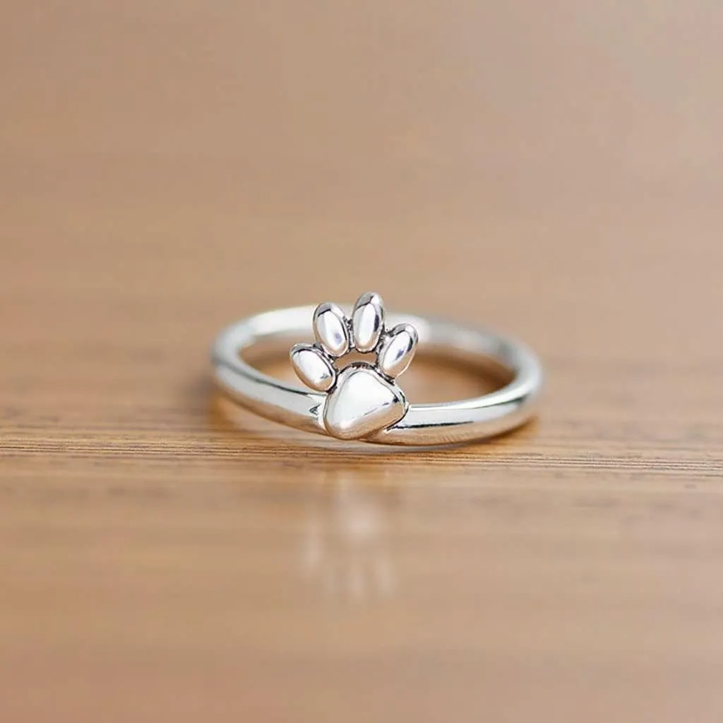 Dog Mom Ring with Paw Print Design