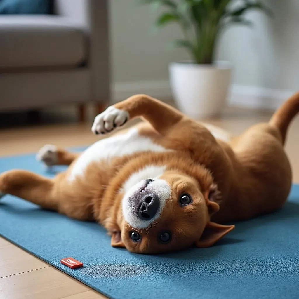 PEMF mat for dog healing: A dog recovering from an injury on a PEMF mat, with the mat's electromagnetic field promoting healing and pain relief.