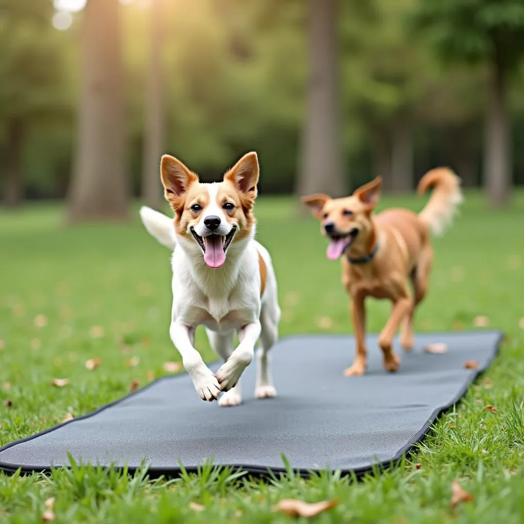 PEMF mat for dog mobility: A dog enjoying increased mobility after using a PEMF mat, showing the mat's positive impact on joint health and pain relief.