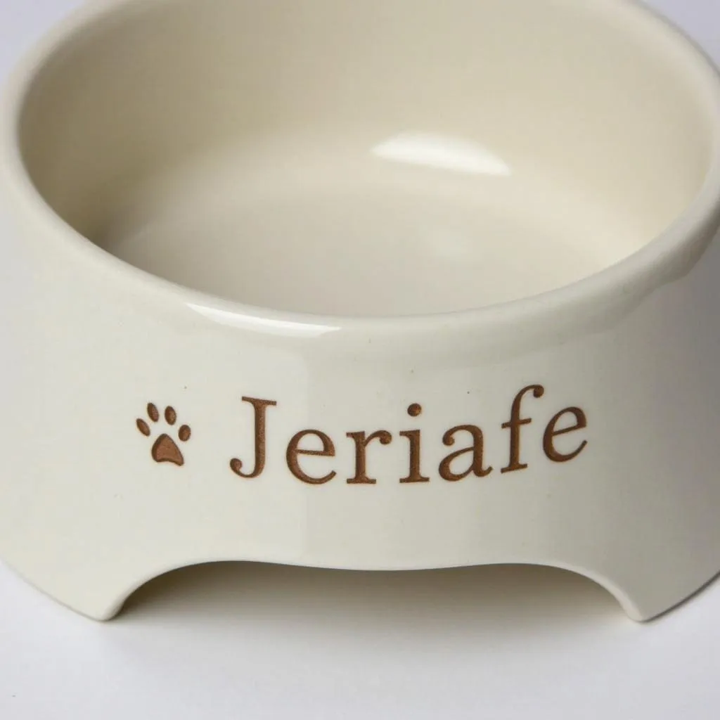 Personalized Ceramic Dog Bowl with Name and Paw Print