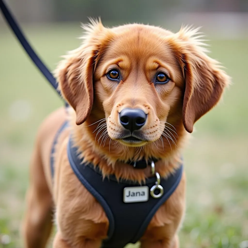 Personalized dog harness helps reunite lost dog with owner