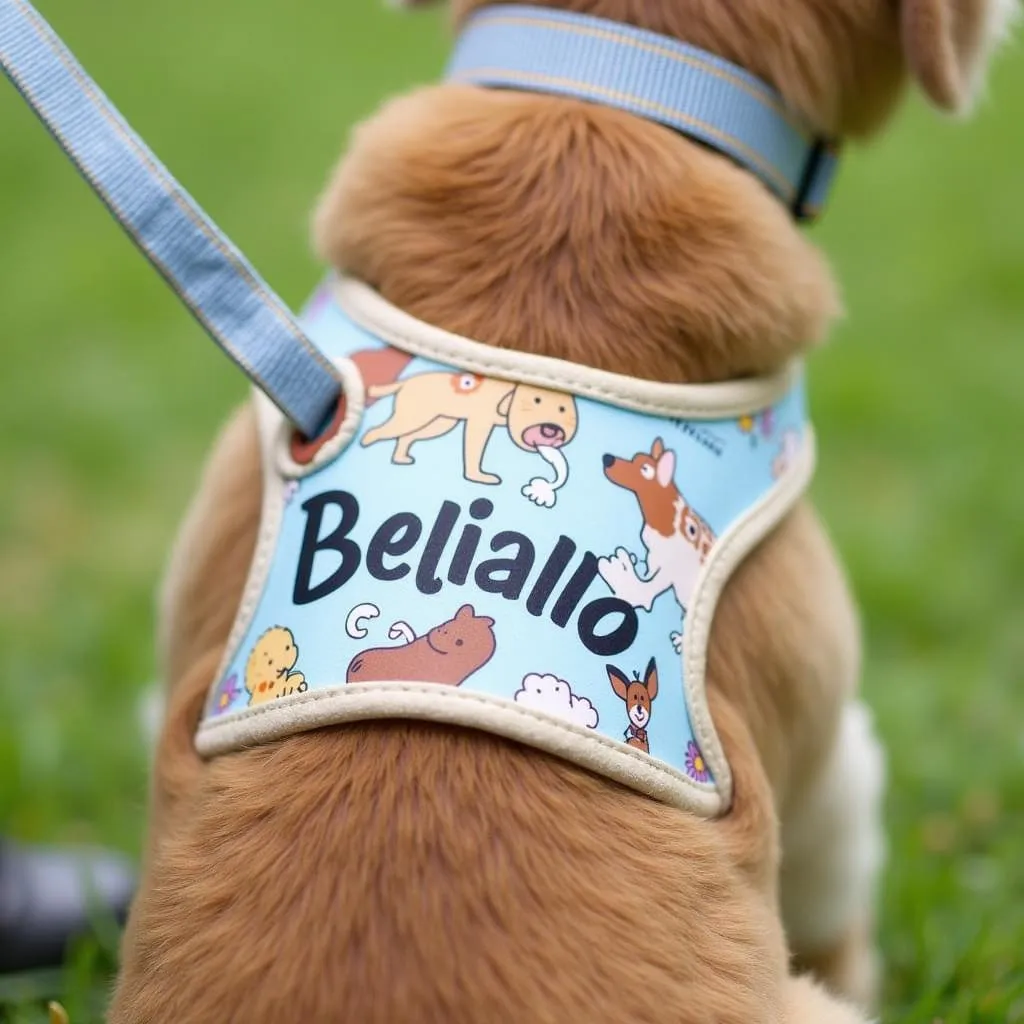 Personalized dog harness with name and breed