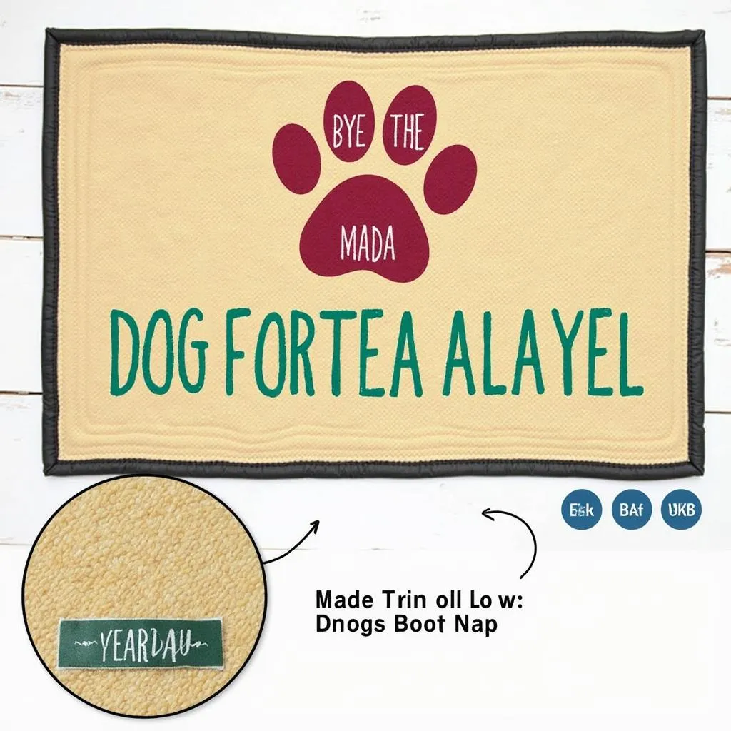 Personalized Dog Mat with Name and Paw Print