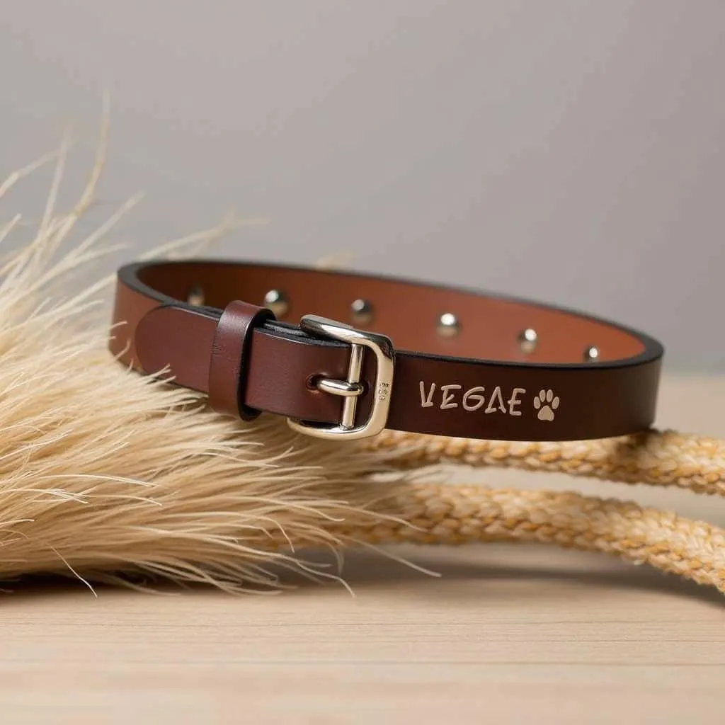 Personalized Small Leather Dog Collar