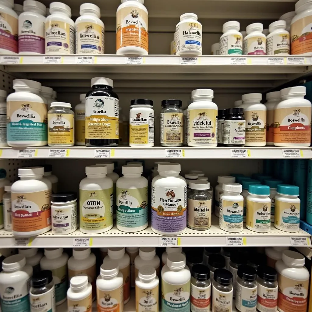 Pet Store Shelf with Boswellia Products