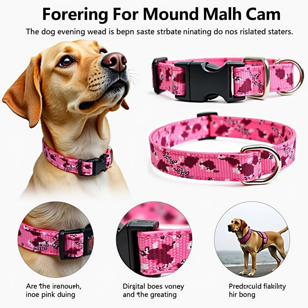 Highly Visible Pink Camo Dog Collar for Safety