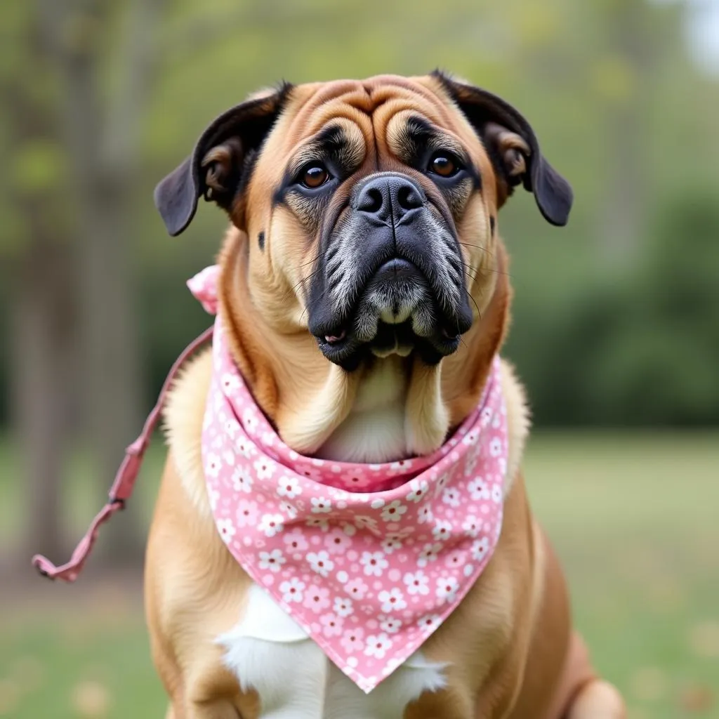 Pink dog bandana for large breeds