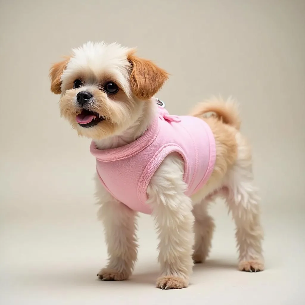 Small Dog Wearing Pink Harness